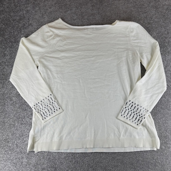 Jaclyn Smith Collection Cream White Long Sleeve Top Blouse Jewels Womens XL - Picture 9 of 9